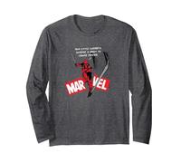 Marvel Studios Deadpool & Wolverine MCU Marvel Logo Slice Manche Longue, Unisexe pour Adultes, Chiné Foncé, XL