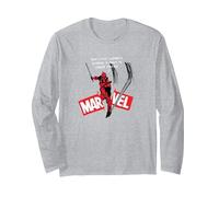 Marvel Studios Deadpool & Wolverine MCU Marvel Logo Slice Manche Longue, Unisexe pour Adultes, Gris Chiné, XXL