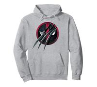 Marvel Studios Deadpool & Wolverine Slashed Icon with Claws Sweat à Capuche, Unisexe pour Adultes, Gris Chiné, L
