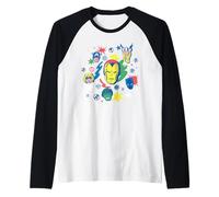 Marvel Super Heroes Avengers Iron Man Big Face Retro Manche Raglan
