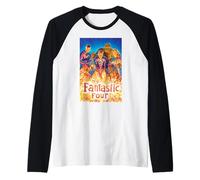 Marvel Super Heroes Fantastic Four Painted Comic Art & Logo Manche Raglan