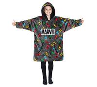 Marvel Sweat à Capuche Enfant - Pull Plaid Oversize en Polaire - Avengers (Gris AOP)