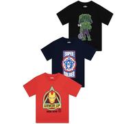 Marvel T-Shirt 3 Paquets, Avengers Tee Shirt Enfant Garcon, Cotone T Shirt Garcon pour D’été Multicolore 5-6 Ans