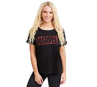Marvel T-Shirt avec Logo de Bande dessinée pour Femme, Noir (Black blk), 36