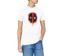 Marvel T-Shirt avec Logo Deadpool Paint pour Homme, Blanc, Taille L UK