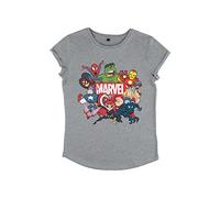 Marvel T- Shirt Avengers Classic-Group Rétro-pour Femme, Gris