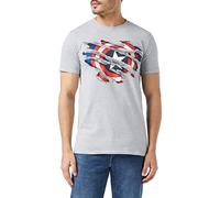 Marvel Captain America Torn T-Shirt, Gris, M Homme