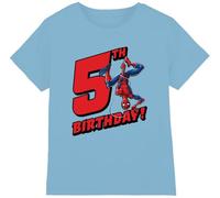 Marvel T-Shirt Garçon, Bleu Clair, 5-6 Ans