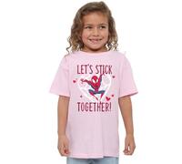 mandarin creative ltd Spiderman Valentine's Day Stick Together Girls T Shirt, Rose, 5-6 Ans Fille