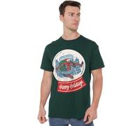 Marvel T-Shirt Unisexe Marvel Spiderman rétro New York Happy Holidays T-Shirt Vert Chasseur, Vert Chasse, XXL