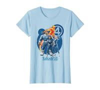 Marvel The Fantastic Four: First Steps Heroic Family Shot T-Shirt, Femme, Bleu Céleste, M
