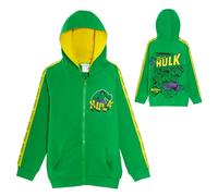 Marvel The Incredible Hulk Sweat à capuche Garçons Veste à Capuche Avengers Sweat à Capuche Zippé Enfants Veste Zippée Manteau Léger, Vert/jaune, 4-5 ans