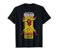 Marvel The Invincible Iron Man Retro Comic Side Panel Stamp T-Shirt