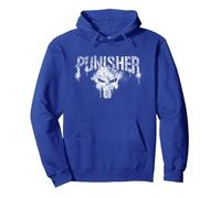 Marvel The Punisher Logo White Sweat à Capuche, Unisexe pour Adultes, Bleu Royal, M