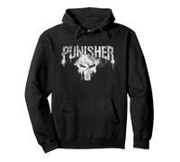 Marvel The Punisher Logo White Sweat à Capuche, Unisexe pour Adultes, Noir, L