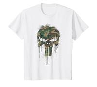 Marvel The Punisher Skull Camo T-Shirt, Enfant, Blanc, 4 Ans