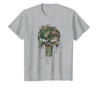 Marvel The Punisher Skull Camo T-Shirt, Enfant, Gris Chiné, 12 Ans