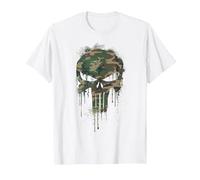 Marvel The Punisher Skull Camo T-Shirt, Homme, Blanc, XXL
