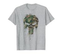 Marvel The Punisher Skull Camo T-Shirt, Homme, Gris Chiné, XL