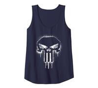 Marvel The Punisher Spray Painted Skull Drip Débardeur, Femme, Bleu Marine, L