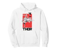 Marvel Thor Swings His Hammer Action Portrait & Kanji Text Sweat à Capuche