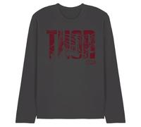 Marvel Thor Text T-Shirt à Manches Longues, Unisexe, Charbon, Taille M