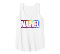 Marvel Tie Dye Box Logo Typographic Débardeur, Femme, Blanc, XL