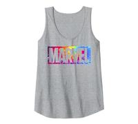 Marvel Tie Dye Box Logo Typographic Débardeur, Femme, Gris Chiné, L