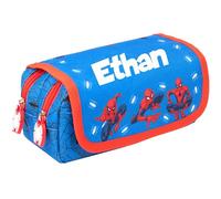 Marvel Trousse à crayons personnalisée noire pour garçons avec 2 grands compartiments, bleu, L, Arrière