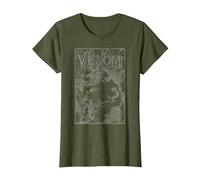 Marvel Venom Web Darks T-Shirt, Femme, Olive, S