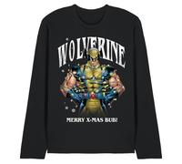 Marvel Wolverine Merry Xmas Bub T-Shirt Unisexe à Manches Longues Noir, Noir, M