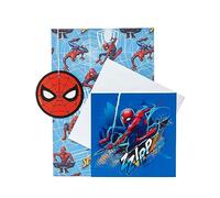 Marvel Wrap, Card and Tag Pack - Emballage Spider-Man - Carte de vœux Spider-Man - Ensemble cadeau Marvel - Ensemble cadeau Spider-Man