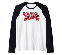 Marvel X-Men '97 Heros Face Portraits on Classic X-Men Logo Manche Raglan