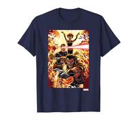 Marvel X-Men Wolverine Cyclops Jean Grey T-Shirt, Homme, Bleu Marine, S
