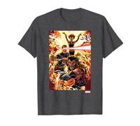 Marvel X-Men Wolverine Cyclops Jean Grey T-Shirt, Homme, Chiné Foncé, S