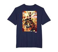 Marvel X-Men Wolverine Cyclops Jean Grey T-Shirt, Homme Grandes Tailles, Bleu Marine, 2X Tall
