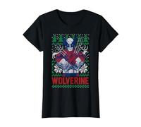 Marvel X-Men Wolverine Noël Tree Ugly T-Shirt, Femme, Noir, M