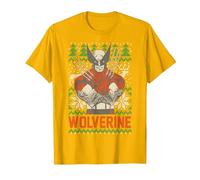 Marvel X-Men Wolverine Noël Tree Ugly T-Shirt, Homme, Doré Vif, S