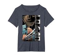 Marvel X-Men Wolverine Old Man Logan Profile T-Shirt, Femme Grandes Tailles, Bleu Chiné, 6X