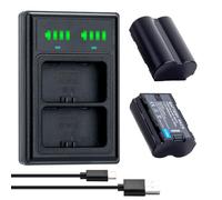 Marveleese NP-W235 Kit de chargeur de batterie double fente NP-W235 pour Fujifilm X-T5, X-T4, GFX 100S, X-H2S, pour Fuji GFX 50S II, VG-XT4, (2 batteries 2200 mAh, deux ports de charge)