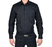 Marvelis Chemise moderne manches longues avec poche poitrine en popeline,44,Noir