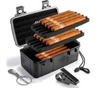 Marvero portable cigar case - boîte à cigares de voyage avec disque d'humidification intégré, autocollants, coupe-cigare et support de golf - étanche à l'air
