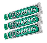 MARVIS Classic Strong Mint Lot de 3 tubes de dentifrice à la menthe poivrée pour une fraîcheur vivifiante et durable, élimine la plaque dentaire et les dépôts tenaces, au fluorure, 3 x 85 ml