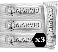 Marvis Lot de 3 dentifrices blanchissants pour fumeurs, Menthe, 3 x 85 ml, Favorise le blanchiment naturel des dents, Dentifrice anti-plaque dentaire