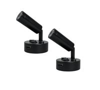 Marvix Lot de 2 lampes de lecture LED 12V 24V Blanc chaud 3000K Port de charge USB Caravane, Camping-car, Fourgon aménagé et Bateau Lampes Noires
