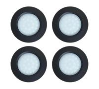 MARVIX Lot de 4 spots LED 12 V à commande tactile avec interrupteur marche/arrêt réglable pour caravane, camping-car ou bateau - Éclairage encastré noir, lumière blanche froide 6000 k (Pack de 4)