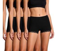Marvmys Culotte Femme Coton Boxer Shorty Décontracté Femmes Panty Moyenne Slip Billet Doux Vêtements Lot de Plusieurs Pièces Noir avec Bordure en Dentelle