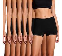 Marvmys Culotte Femme Coton Boxer Shorty Décontracté Femmes Panty Moyenne Slip Billet Doux Vêtements Lot de Plusieurs Pièces Noir avec Bordure en Dentelle
