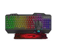 Marvo CM306, ensemble clavier + souris et tapis de souris pour joueurs, US, gaming, membrane filaire (USB), noir, illuminé