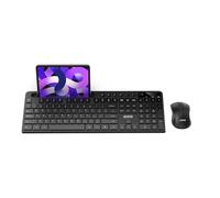 MARVO Ensemble clavier et souris sans fil 2,4 G sans fil ergonomique avec support pour smartphone pour PC/ordinateur portable, noir